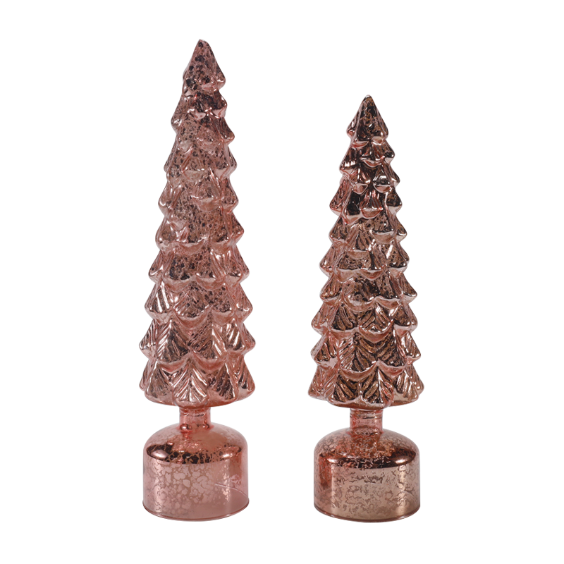 10×25 at 10×28cm LED Light Up Umiikot na Christmas Glass Tree set ng Festive Ornament