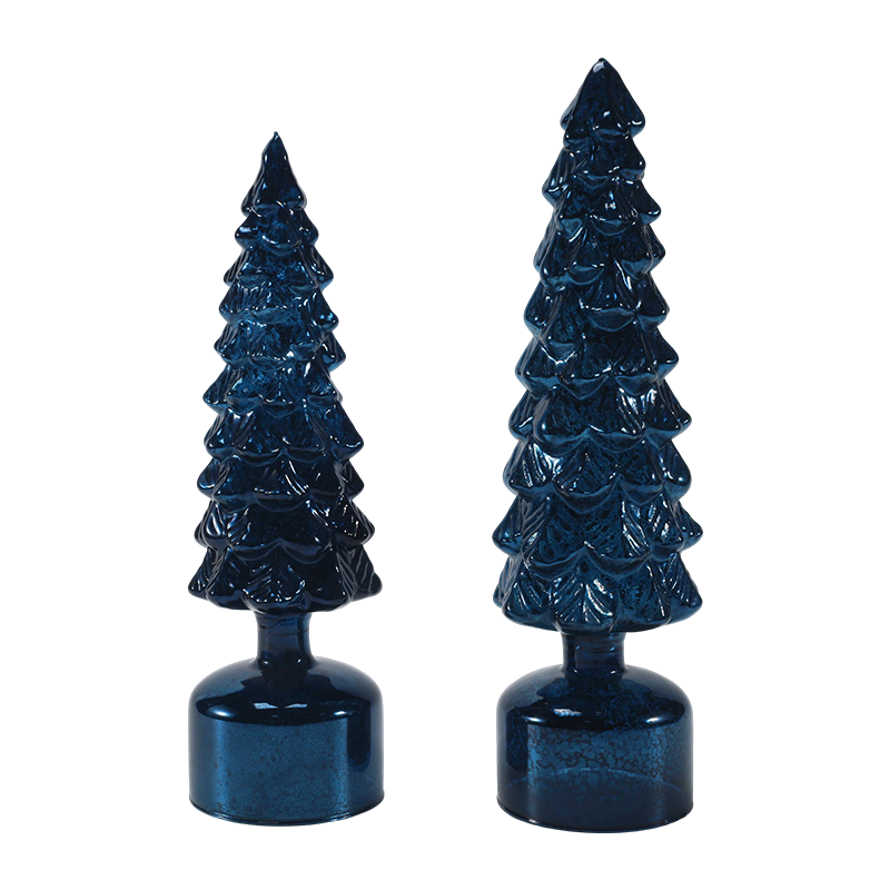 10×25 at 10×28cm LED Light Up Umiikot na Christmas Glass Tree set ng Festive Ornament
