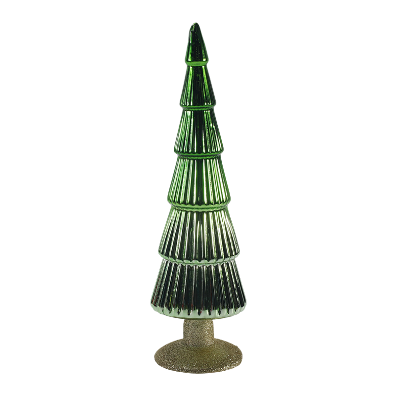 8×20 at 8×25cm Striped Christmas Glass Tree 2-Piece Set Tabletop Holiday Decor