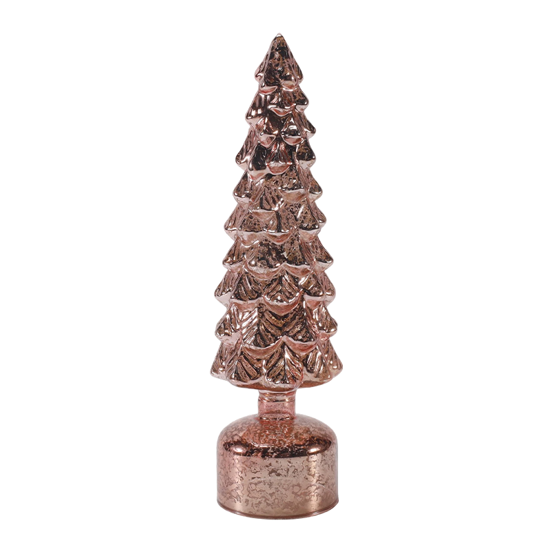 10×25 at 10×28cm LED Light Up Umiikot na Christmas Glass Tree set ng Festive Ornament