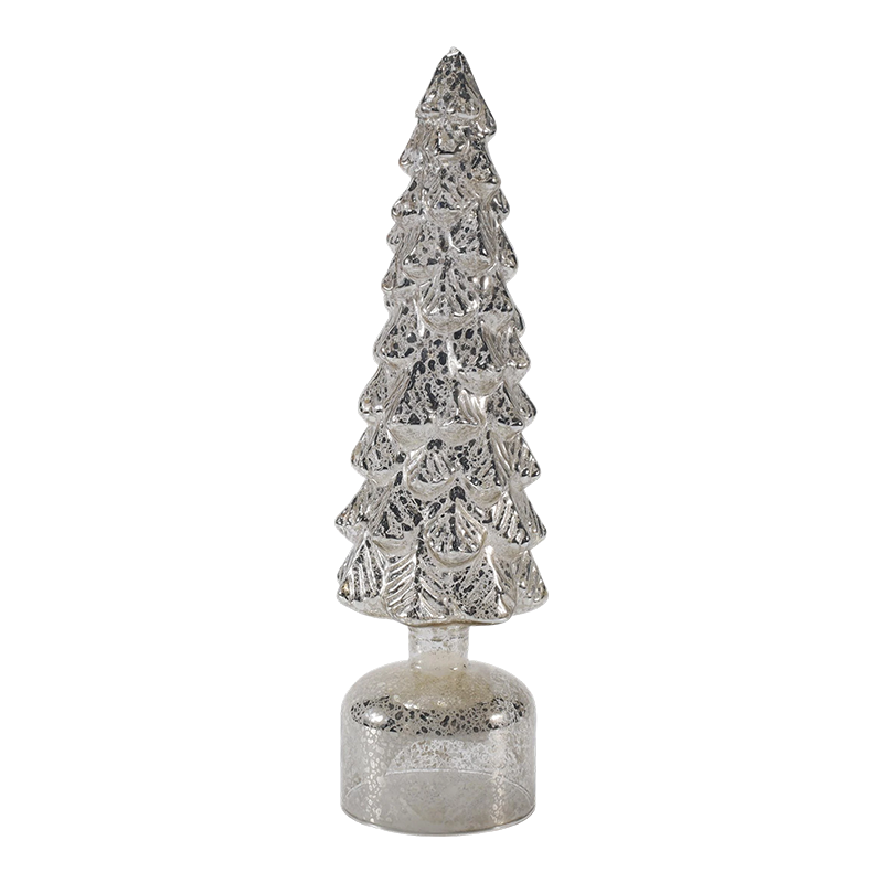 10×25 at 10×28cm LED Light Up Umiikot na Christmas Glass Tree set ng Festive Ornament