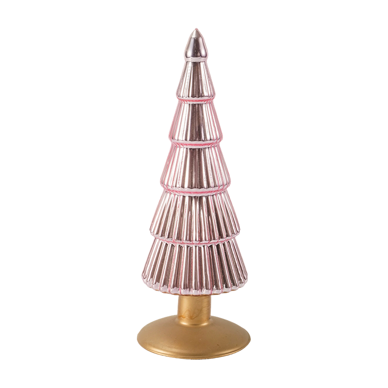 8×20 at 8×25cm Striped Christmas Glass Tree 2-Piece Set Tabletop Holiday Decor