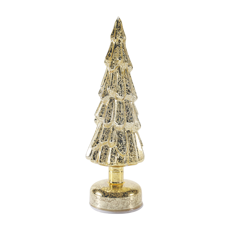 10×35cm Umiikot na Clear Glass Christmas Tree na may Warm LED Glow