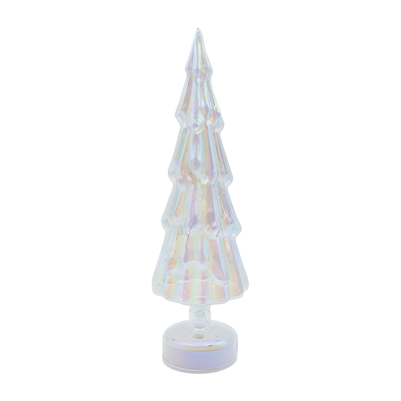 10×35cm Umiikot na Clear Glass Christmas Tree na may Warm LED Glow