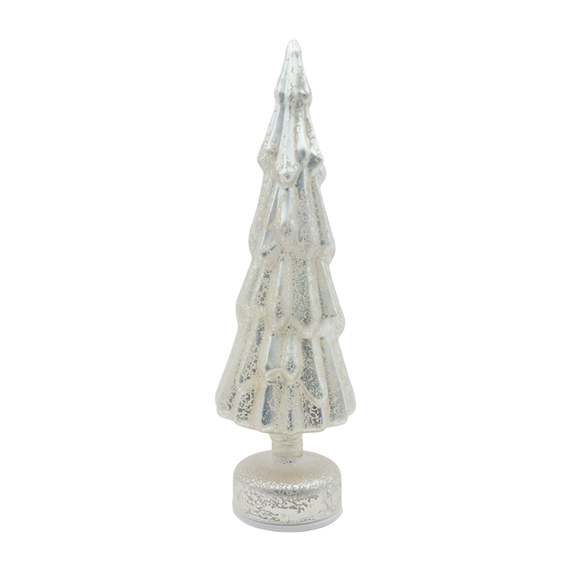 10×35cm Umiikot na Clear Glass Christmas Tree na may Warm LED Glow