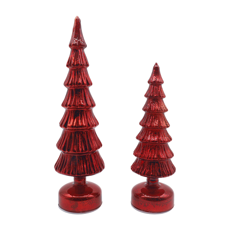 10×28 at 10×33cm Rotating Glass Christmas Tree Set - 2-Piece Festive Decor