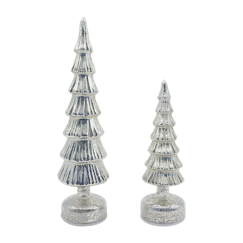 10×28 at 10×33cm Rotating Glass Christmas Tree Set - 2-Piece Festive Decor