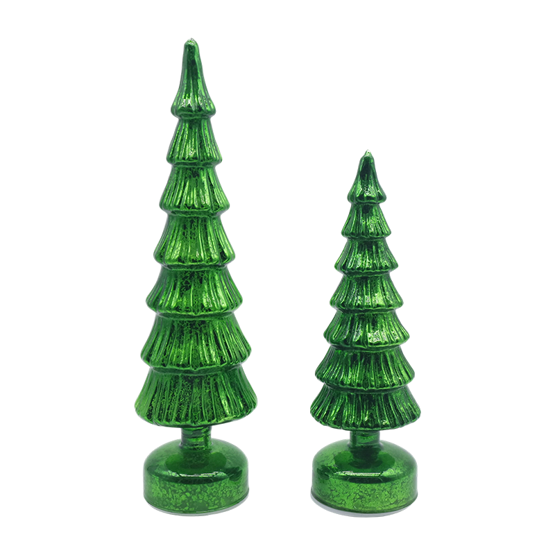 10×28 at 10×33cm Rotating Glass Christmas Tree Set - 2-Piece Festive Decor