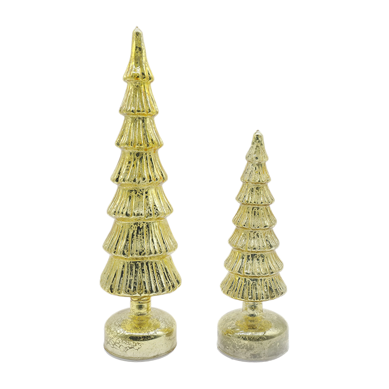 10×28 at 10×33cm Rotating Glass Christmas Tree Set - 2-Piece Festive Decor