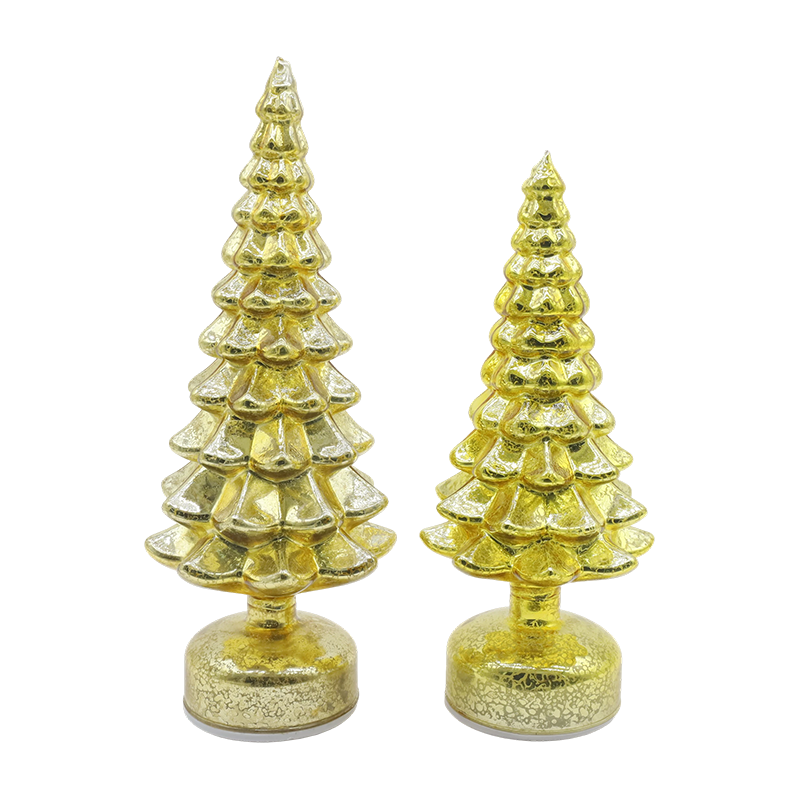 12×23 at 13×28cm Rotating LED Christmas Glass Tree 2-Piece Set - Festive Decor