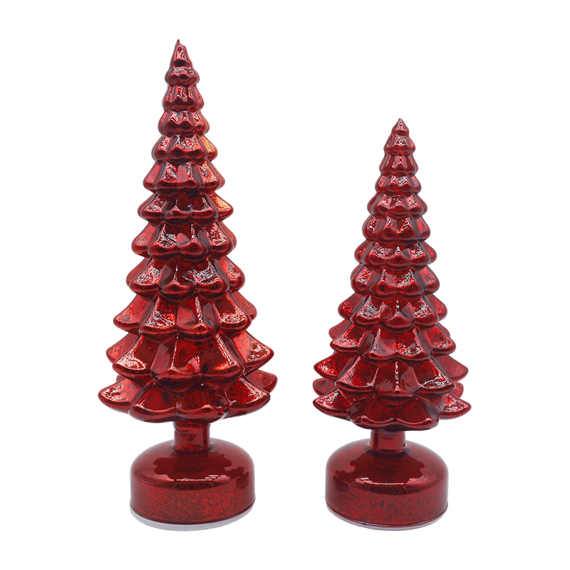 12×23 at 13×28cm Rotating LED Christmas Glass Tree 2-Piece Set - Festive Decor