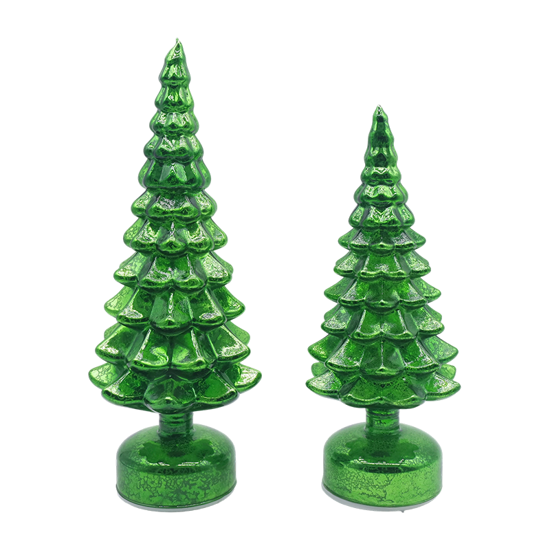 12×23 at 13×28cm Rotating LED Christmas Glass Tree 2-Piece Set - Festive Decor