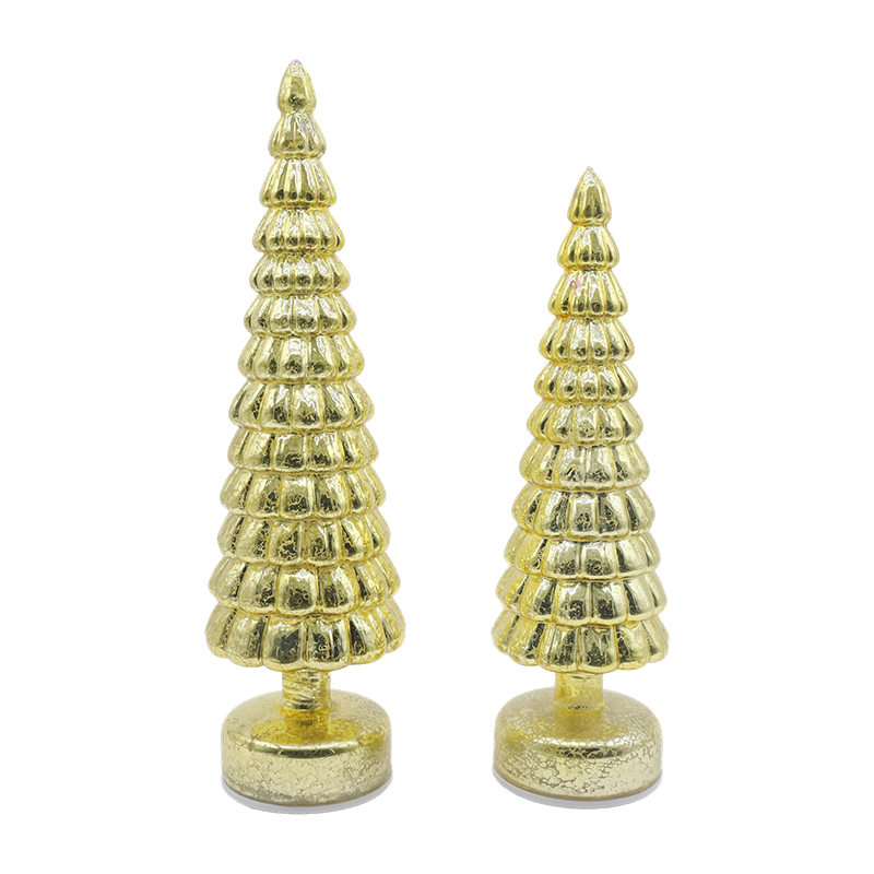 10×38 & 10×33cm LED Light Up Umiikot na Christmas Glass Tree Tabletop Ornament