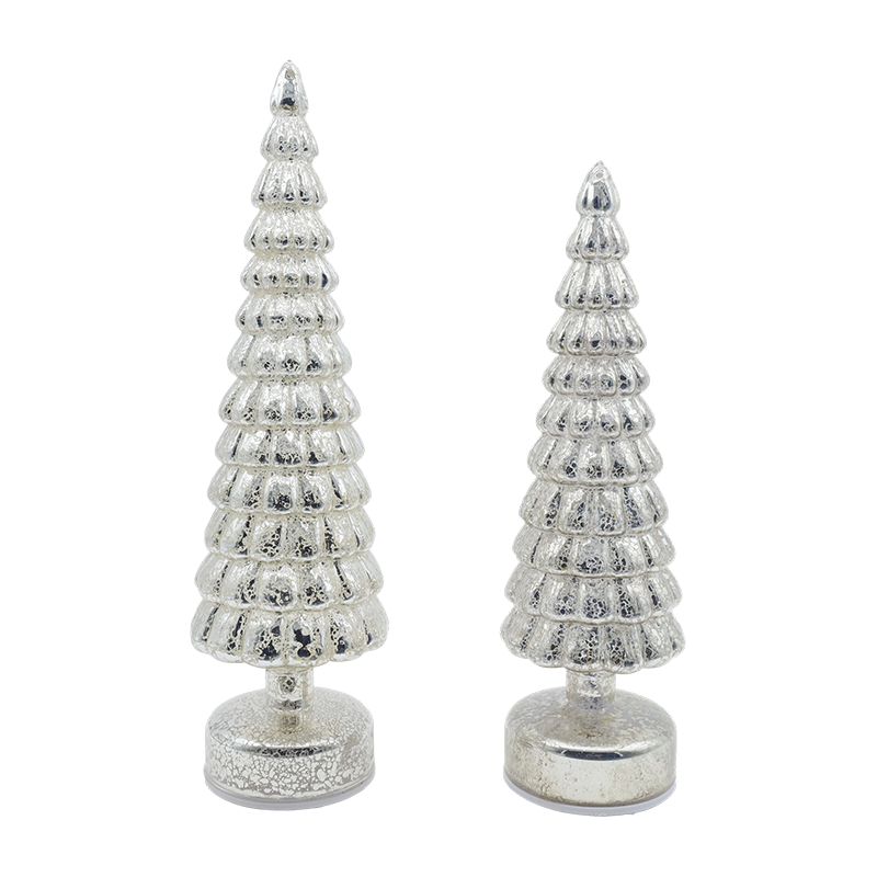 10×38 & 10×33cm LED Light Up Umiikot na Christmas Glass Tree Tabletop Ornament