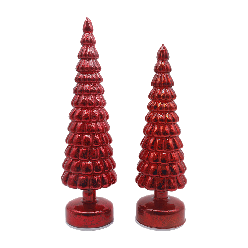 10×38 & 10×33cm LED Light Up Umiikot na Christmas Glass Tree Tabletop Ornament