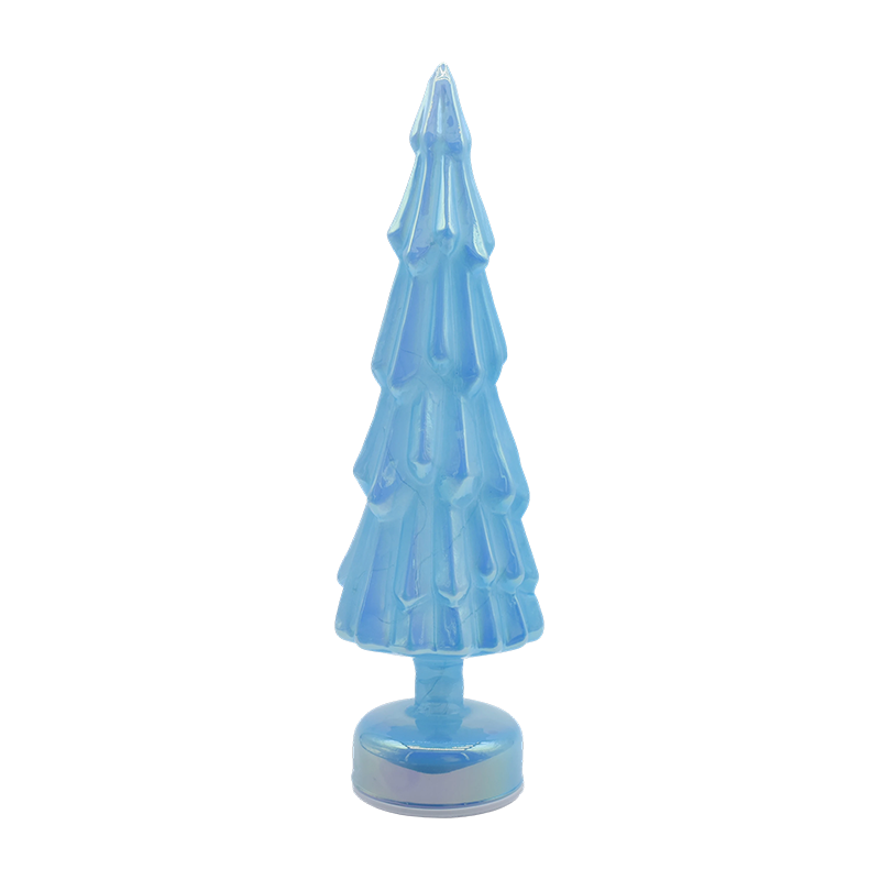 10×35cm Umiikot na Clear Glass Christmas Tree na may Warm LED Glow
