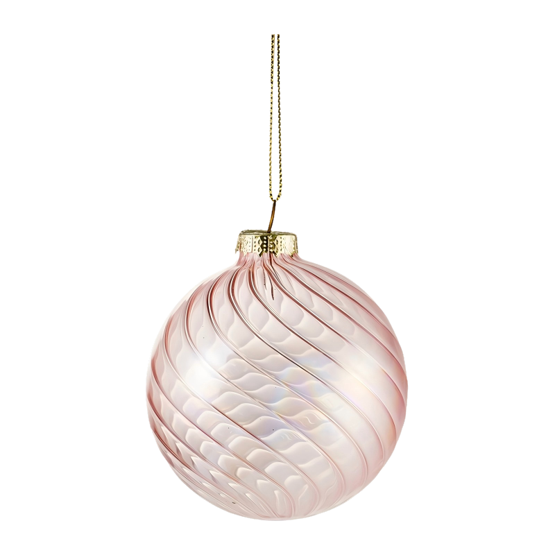 8cm Iridescent Swirl Christmas Glass Bauble ball