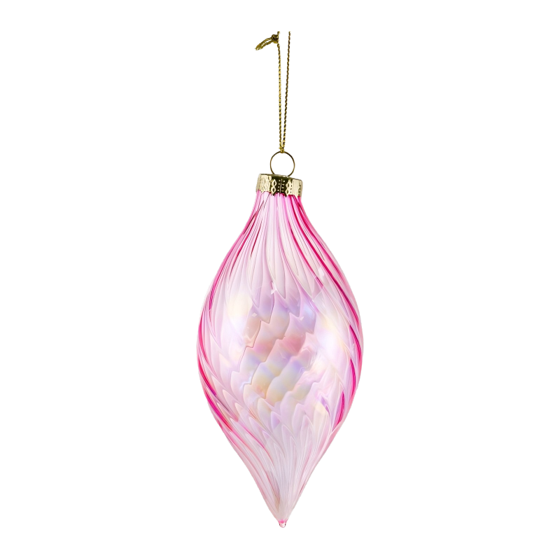 8cm Iridescent Swirl Christmas Glass Bauble ball