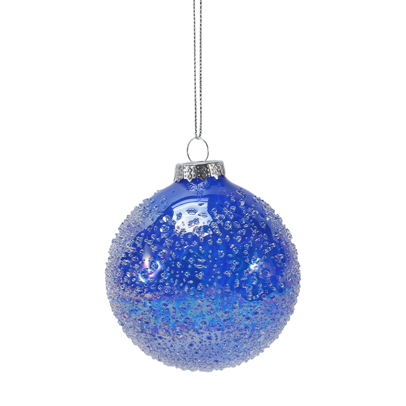 8cm Crystal Bead Embellished Christmas Glass ball Ornament