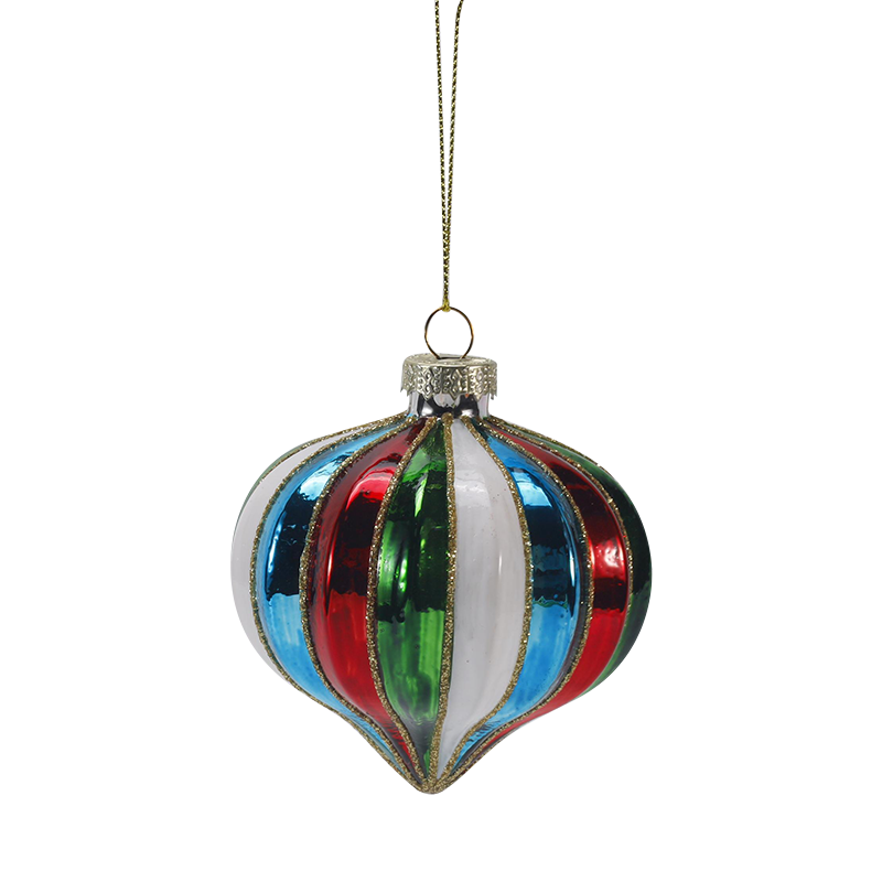 8cm Retro Striped Christmas Glass ball Ornament Set
