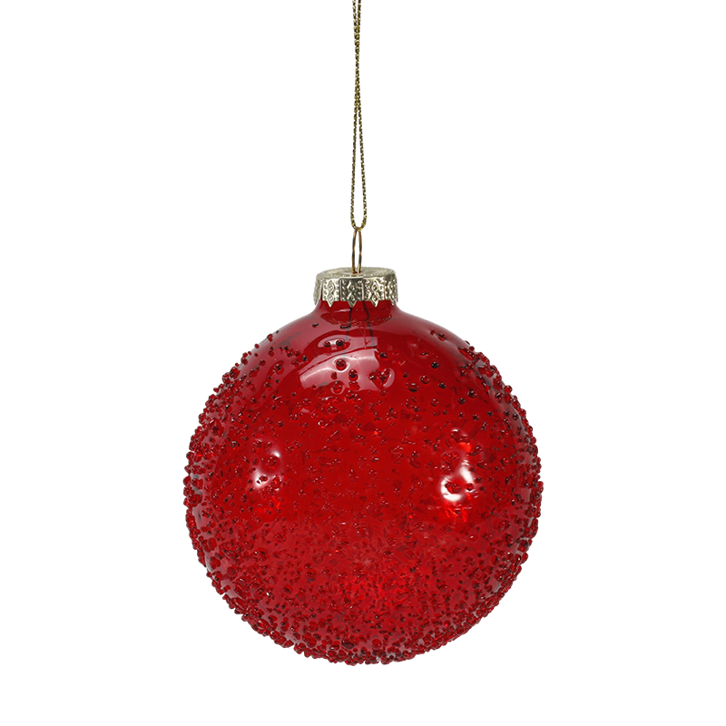 8cm Crystal Bead Embellished Christmas Glass ball Ornament
