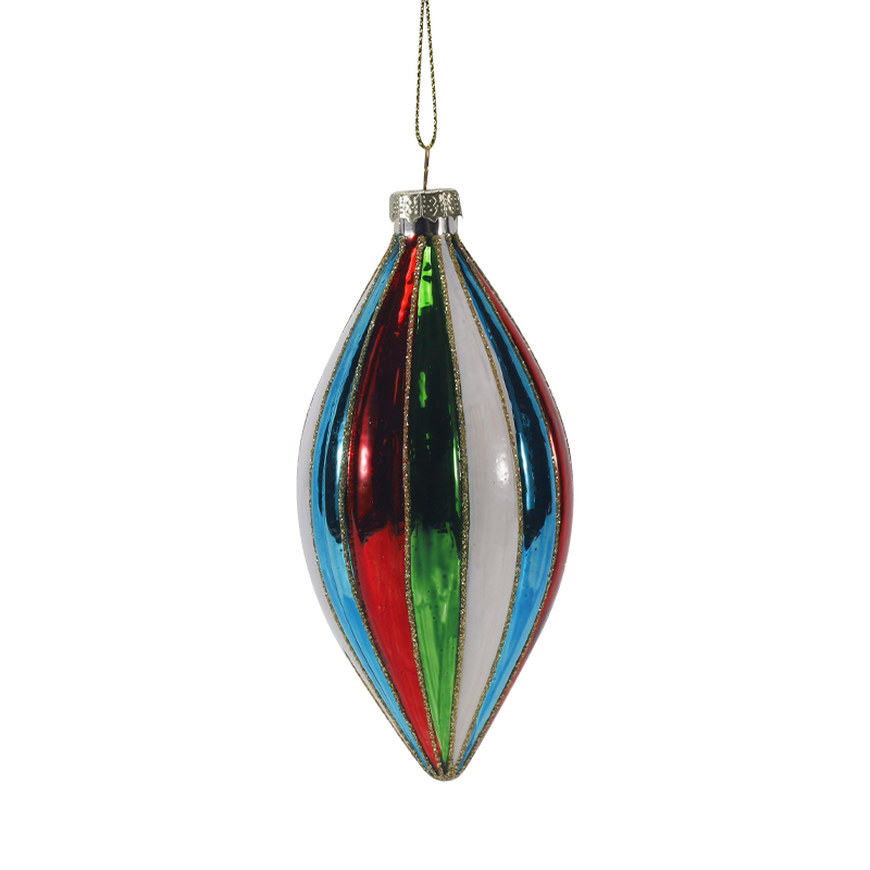 8cm Retro Striped Christmas Glass ball Ornament Set