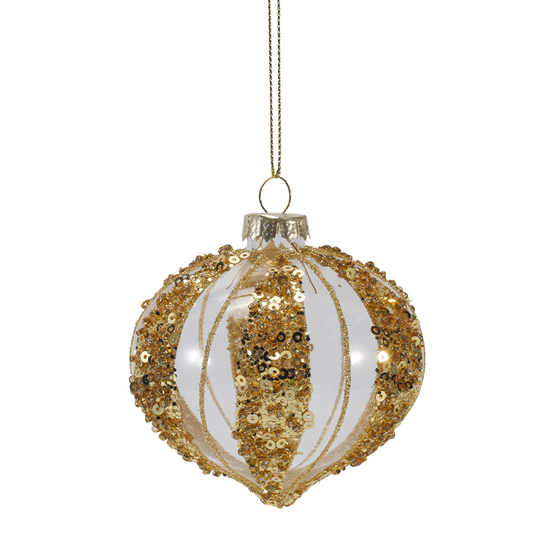 8cm Luxury Gold at Silver Christmas Glass ball Ornament (Single / Set of 4)