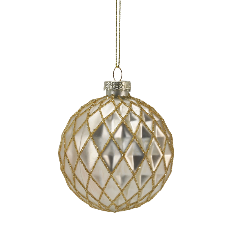 8cm Luxury Gold at Silver Christmas Glass Ornament (Single / Set of 3)