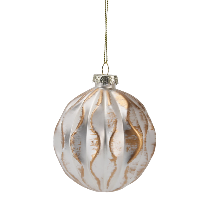 8cm Luxury Gold at Silver Christmas Glass Ornament (Single / Set of 3)
