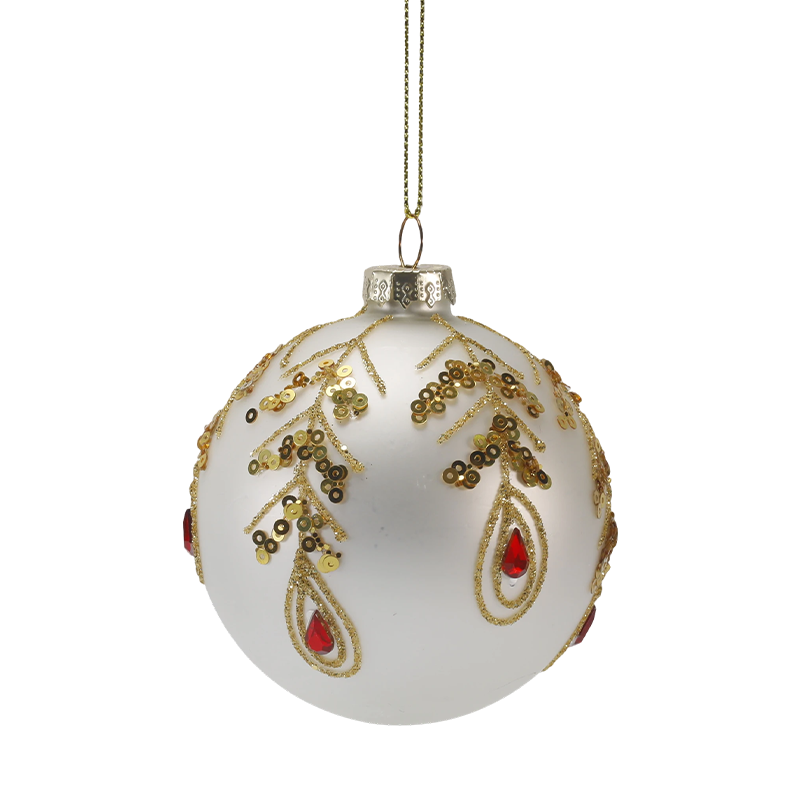 8cm Luxury Gold at Red Christmas Glass ball Ornament (Single / Set of 3)