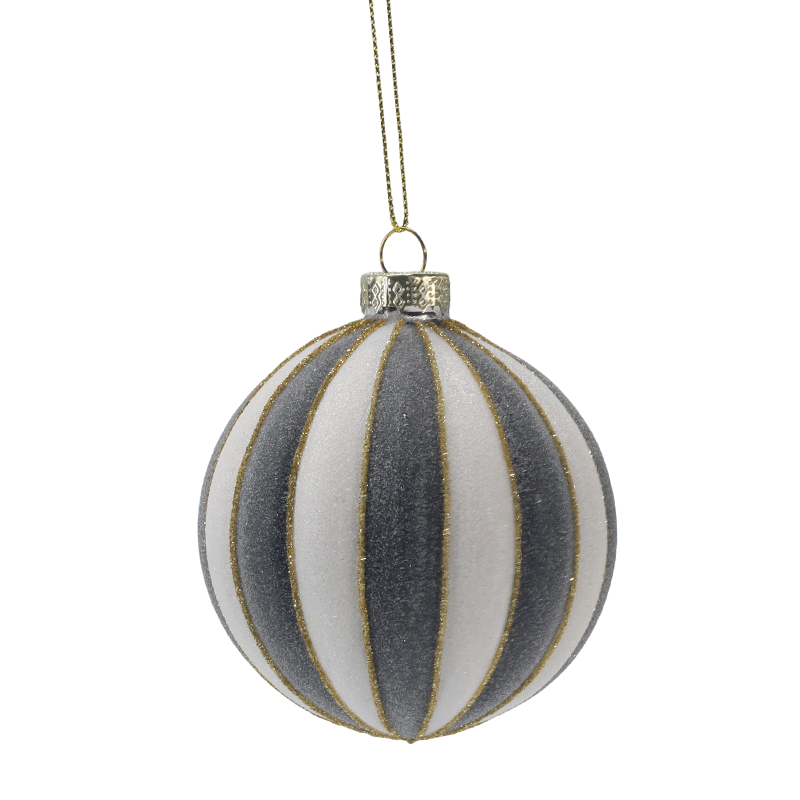 8cm Retro Plaid at Stripe Christmas Glass ball Ornament (Single / Set ng 3)