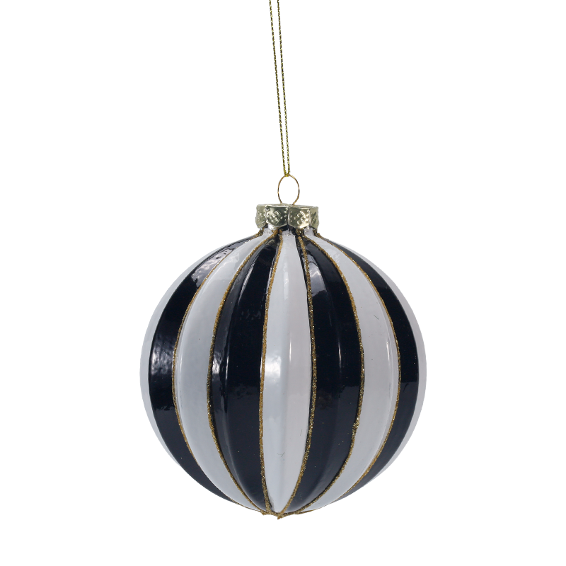 8cm Retro Plaid at Stripe Christmas Glass ball Ornament (Single / Set ng 3)