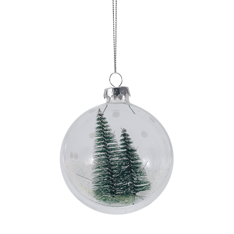 8cm Snowy Mini Tree Christmas Glass Ornament (Single / Set)