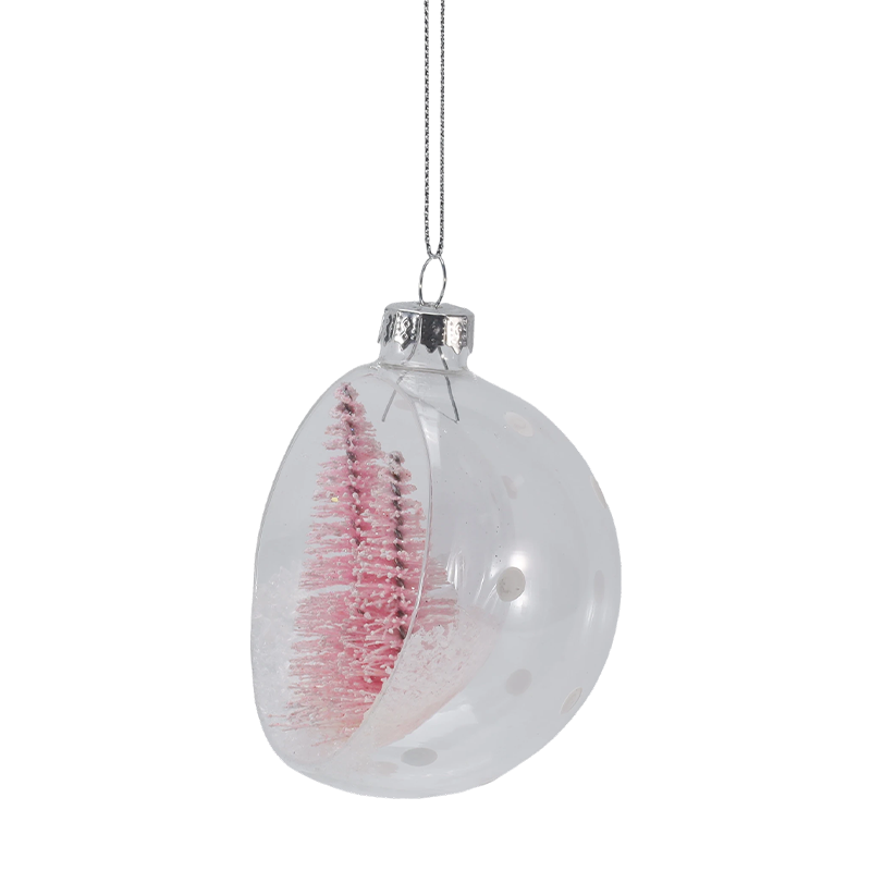 8cm Snowy Mini Tree Christmas Glass Ornament (Single / Set)