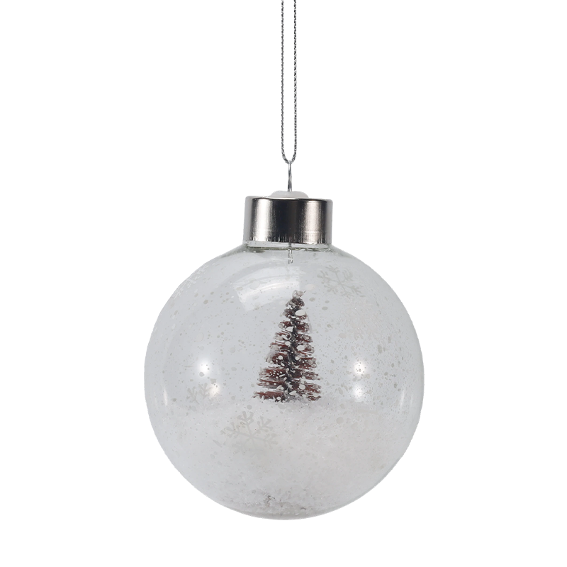 8cm Snowy Mini Tree Christmas Glass Ornament (Single / Set)