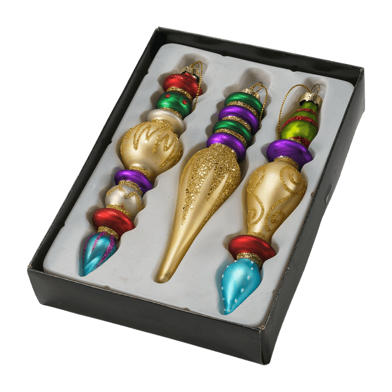 15cm Hand-Blown Finial Christmas Glass Ornament Set (3/4 Pieces)
