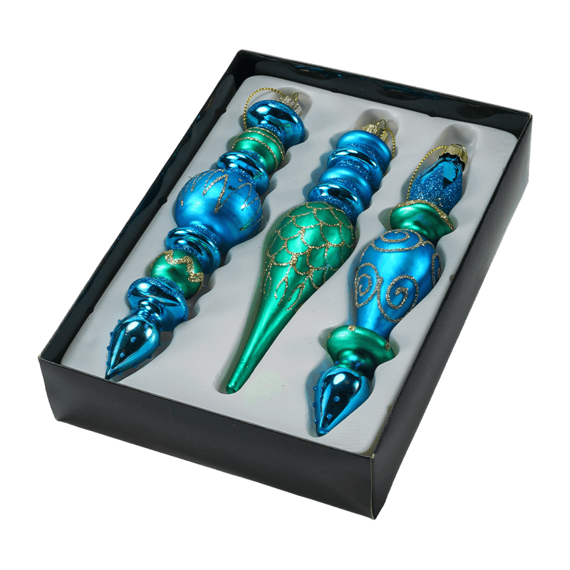 15cm Hand-Blown Finial Christmas Glass Ornament Set (3/4 Pieces)