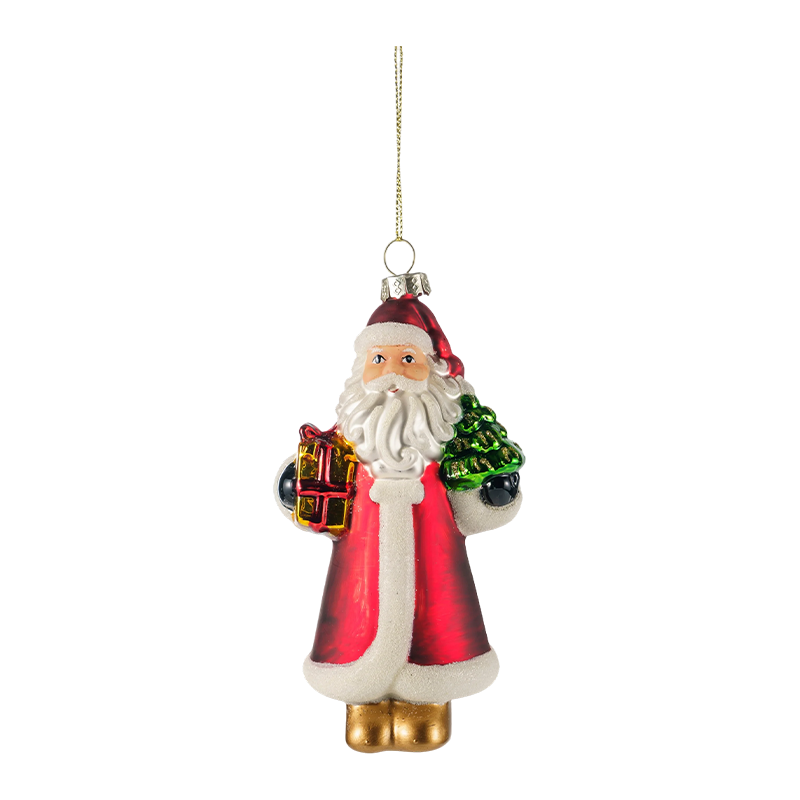 Pininturahan ng Kamay na Blown Glass na mga Ornament ng Pasko