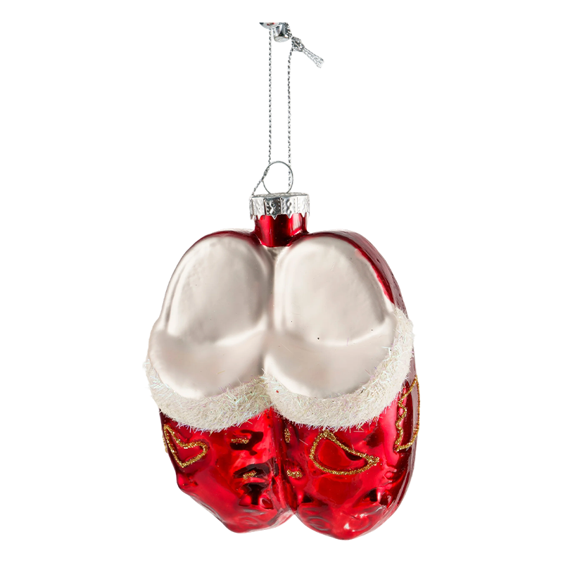 Christmas Glass Ornament Red Gold Bird Hugis