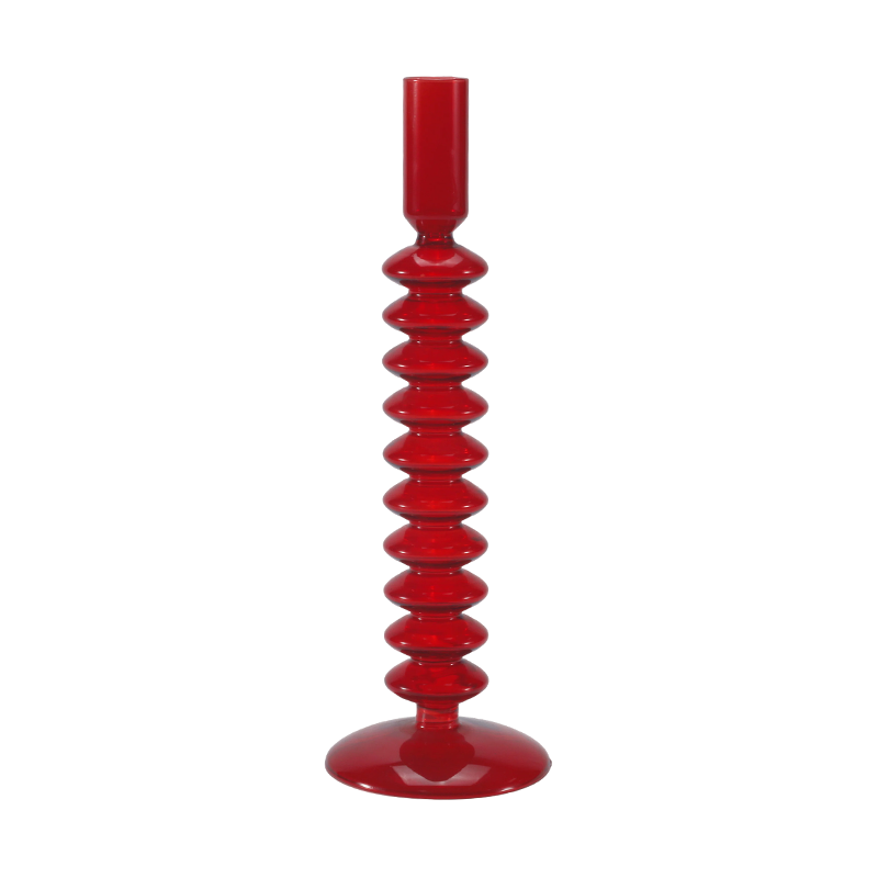 8*20Red Stacked Bubble Glass Candle Holder