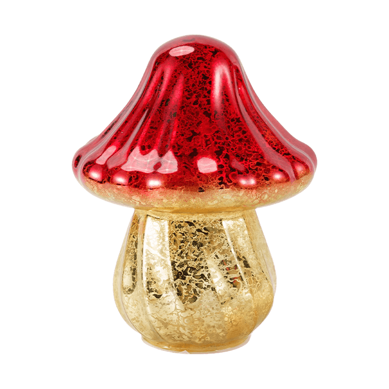 Handmade Gradient Mercury Glass Mushroom Ornament na may LED na dekorasyon