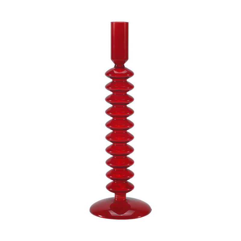 8*20Red Stacked Bubble Glass Candle Holder