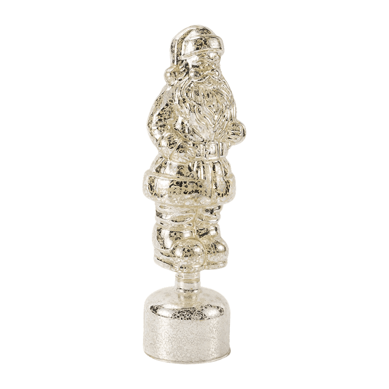 Vintage Mercury Glass Santa Claus Figurine (Red / Silver / Light Green Finish)