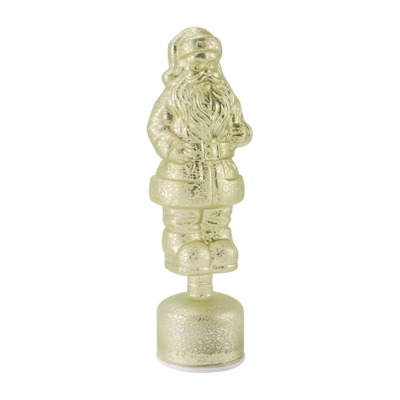 Vintage Mercury Glass Santa Claus Figurine (Red / Silver / Light Green Finish)