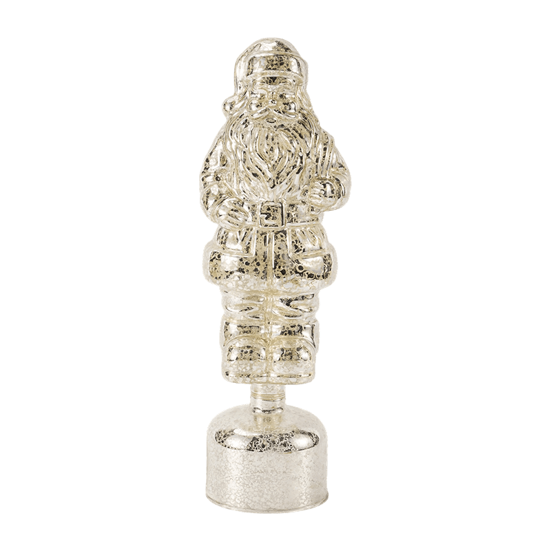 Vintage Mercury Glass Santa Claus Figurine (Red / Silver / Light Green Finish)