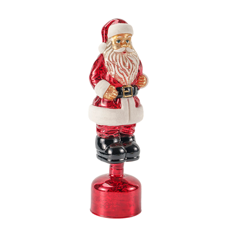 Vintage Mercury Glass Santa Claus Figurine (Red / Silver / Light Green Finish)