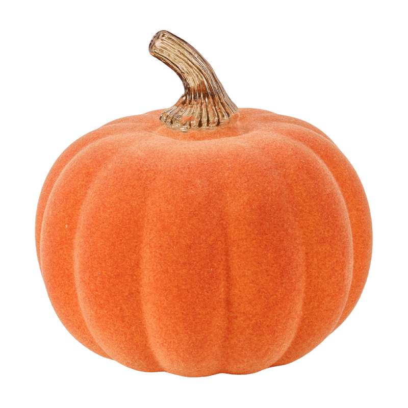 Velvet/Flocked Decorative Pumpkin na may Glass Stem