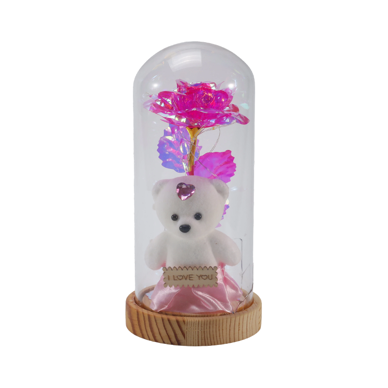 Galaxy Rose Glass Cloche Light (May/Walang Teddy Bear, Maramihang Kulay)