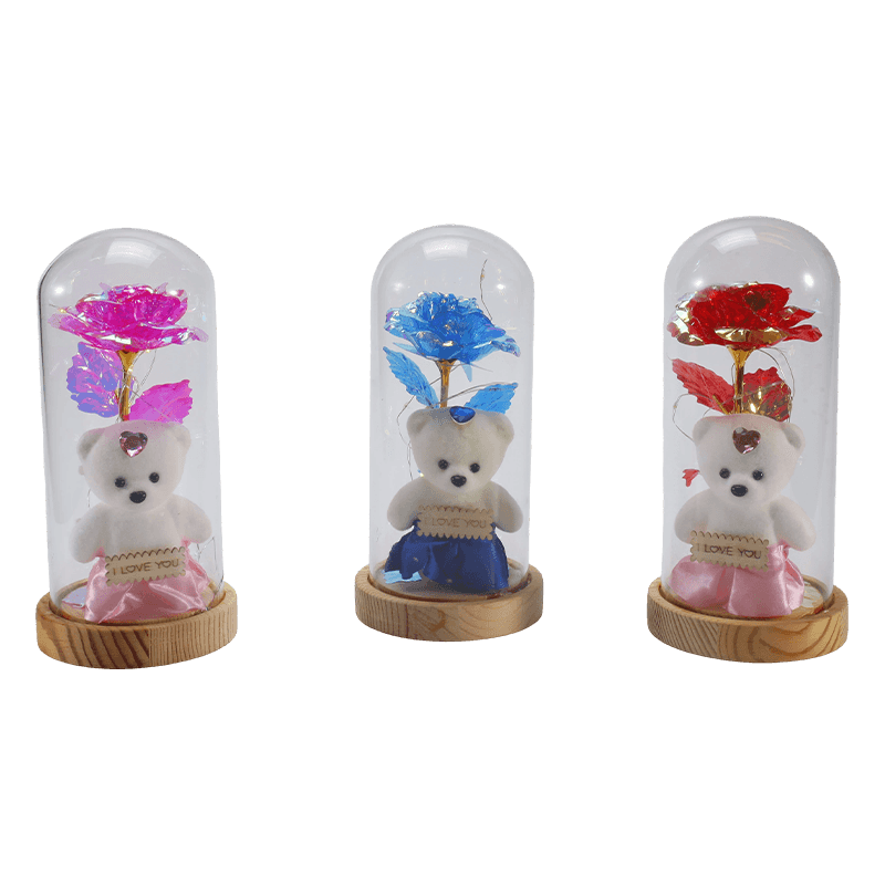 Galaxy Rose Glass Cloche Light (May/Walang Teddy Bear, Maramihang Kulay)
