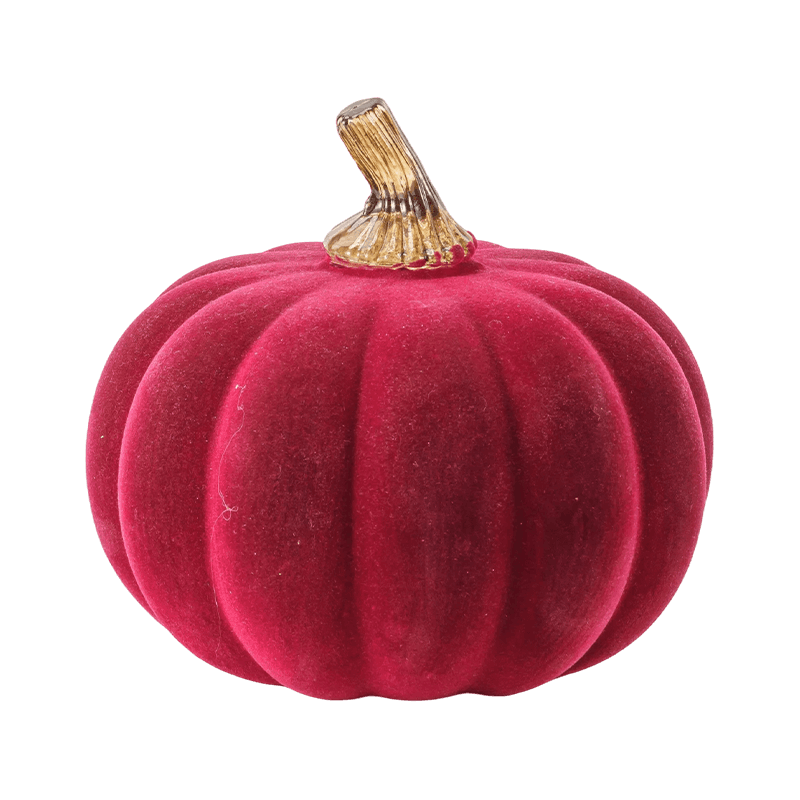 Velvet/Flocked Decorative Pumpkin na may Glass Stem